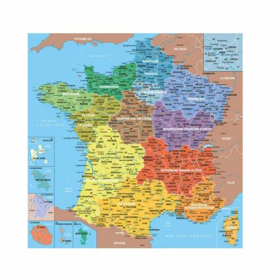Puzzle Michèle Wilson Enfant 100p - Carte de France des Départements