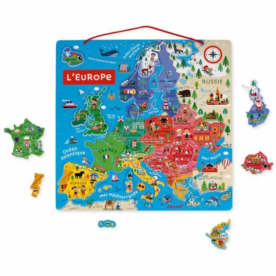 Carte d'Europe magnétique - JANOD - Grande carte d'Europe avec 40