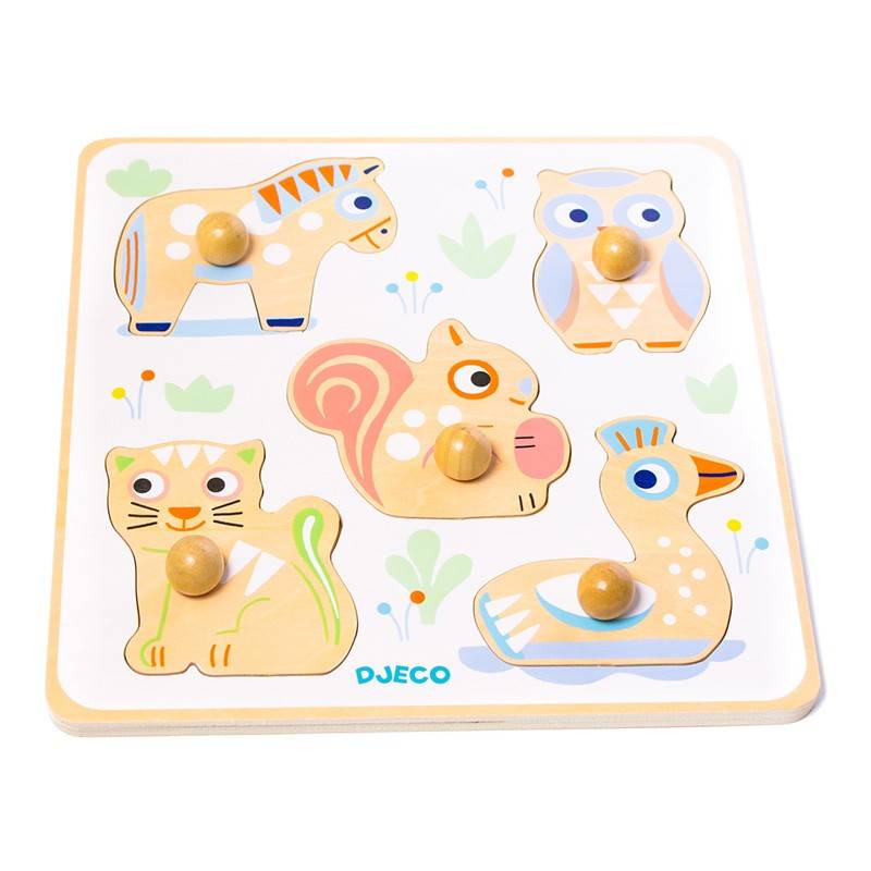 Baby animali Djeco - Puzzle en bois - Puzzle encastrement