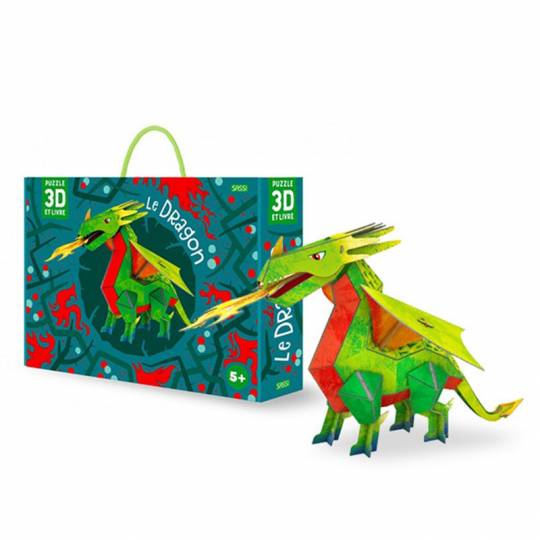 Le dragon 3D - Puzzle 3D et livre Sassi - 1