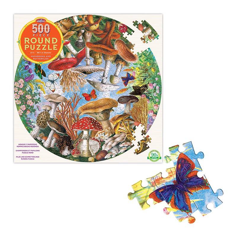Puzzle rond 500 pièces Papillons et Champignons - 7 ans - Eeboo