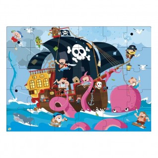 Puzzle - DJECO - Silhouette Pirate - 36 pièces - Enfant garçon 4 ans -  Dessins animés et BD