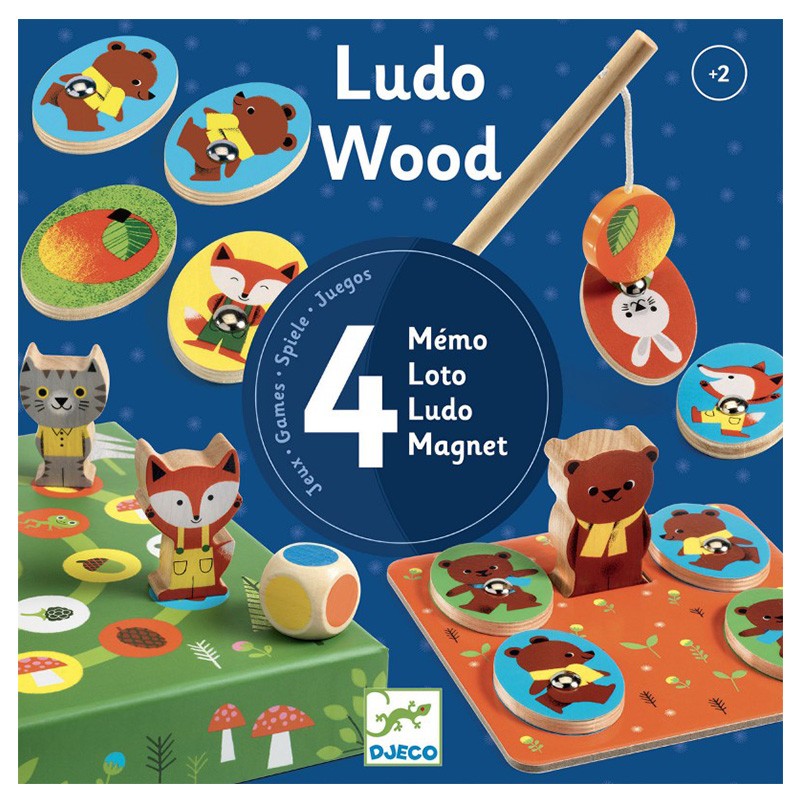 Coffret 4 jeux Ludo Wood - Djeco - Un jeu Djeco - BCD Jeux