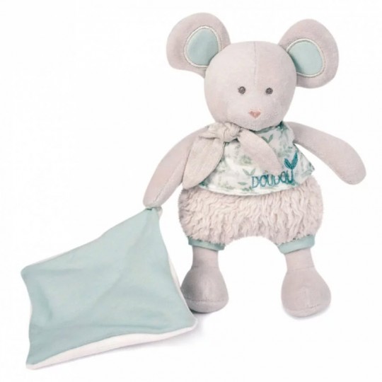 Souris avec doudou vert olive 22 cm : DOUDOU BOTANIC BIO - Doudou et Compagnie Doudou et compagnie - 1