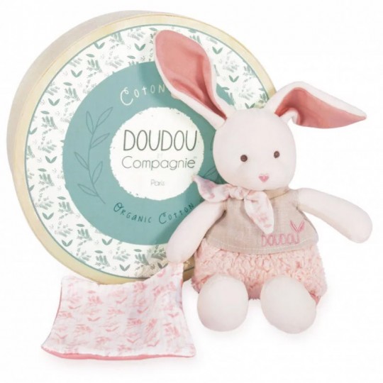 Lapin avec doudou rose 22 cm : DOUDOU BOTANIC BIO - Doudou et Compagnie Doudou et compagnie - 2