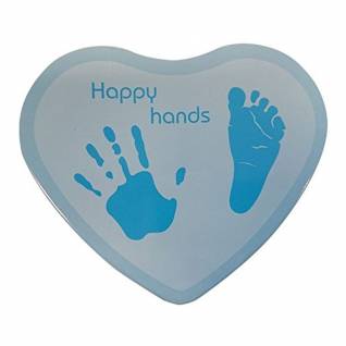 Kit Empreintes Bebe Coeur Happy Hands Bleu Cadeau De Naissance