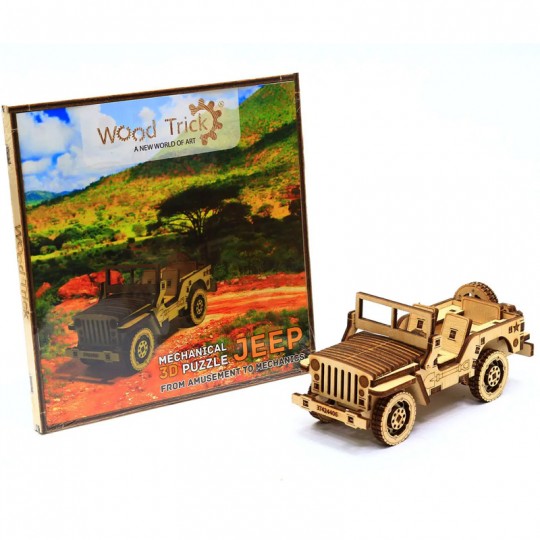 Mécanisme 3D en bois Jeep 4×4 SUV Militaire 72 pcs - Wood Trick Wood Trick - 1