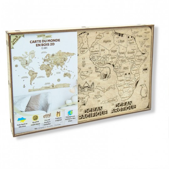 Carte du Monde Géante en bois - 280 cm x 170 cm - Marron - WorlMap