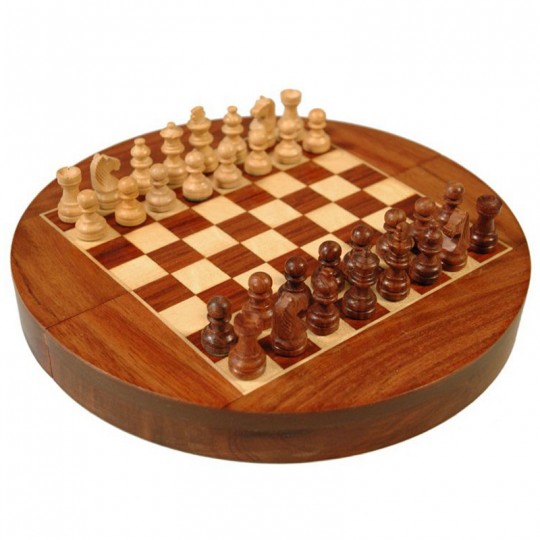 Échiquier magnétique rond pliant - 23 cm Euro Schach international - 1