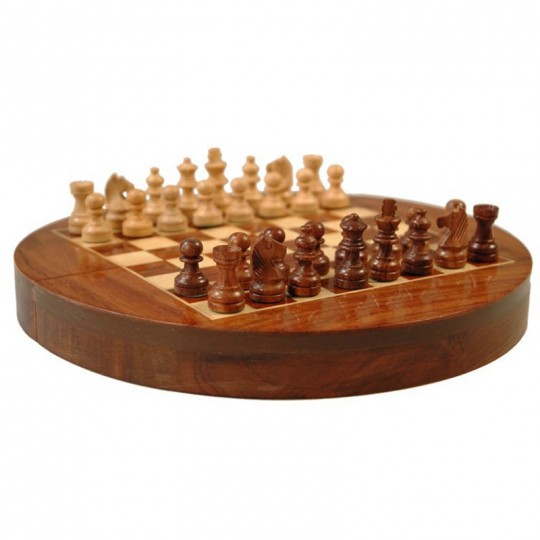 Échiquier magnétique rond pliant - 23 cm Euro Schach international - 3