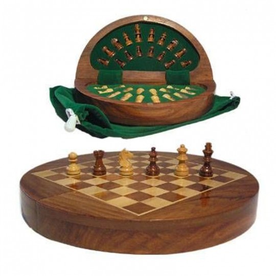 Échiquier magnétique rond pliant - 23 cm Euro Schach international - 2