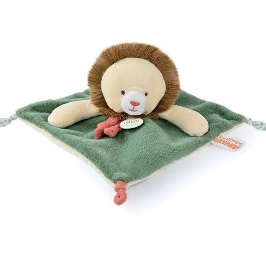 Doudou plat lion beige et vert 25 cm - Doudou et Compagnie Doudou et compagnie - 2