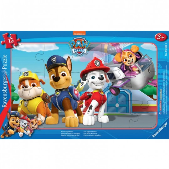 Puzzle cadre 15 p - Quatre sauveteurs courageux / Pat'Patrouille Ravensburger - 1