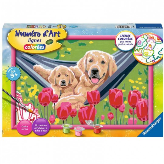 Numéro d'art - grand - Labradors et tulipes Ravensburger - 1