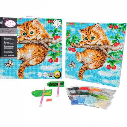 CRYSTAL ART Kit tableau broderie diamant 30x30cm - Chaton Crystal Art - 1