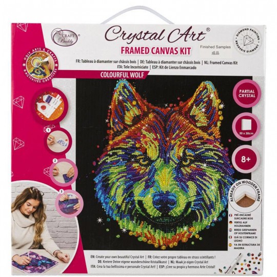 Crystal Art - Kit Tableau Broderie diamant 30 x 30 cm Loup Multicolore Crystal Art - 1