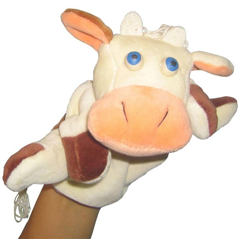 Marionnette à main dessin animé vache forme en peluche marionnette à main  enfant bébé faveur poupées enfants gant marionnette histoire raconter des  jouets 