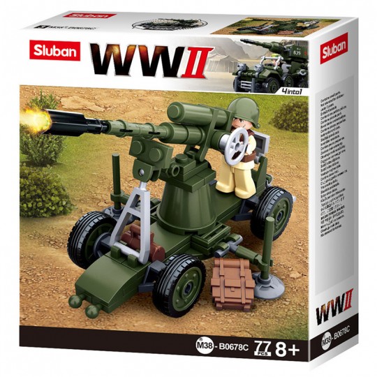 Army WWII : 4IN1 Canon anti-aérien allié 77 pcs - Sluban SLUBAN - 1