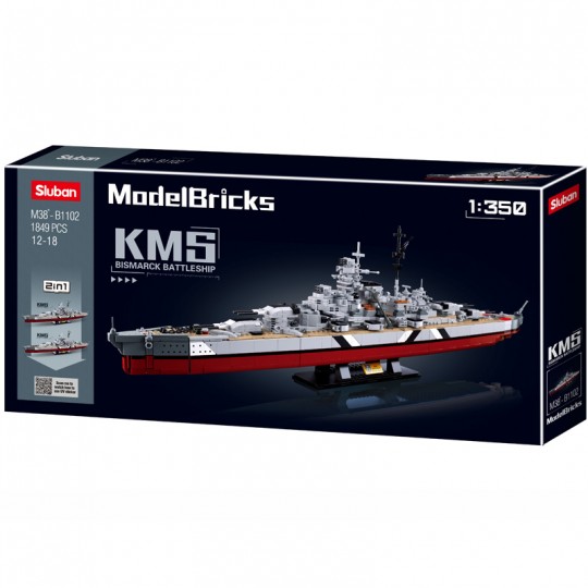 Model Bricks : Cuirassé Bismarck 2IN1 1849 pcs - Sluban SLUBAN - 1