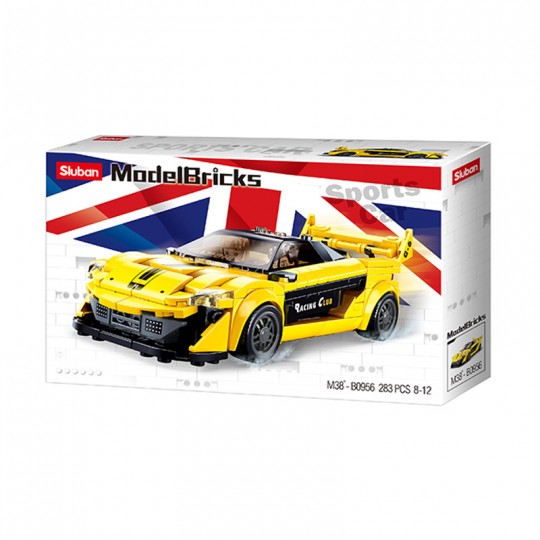 Model Bricks : Voiture de course anglaise jaune 283 pcs - Sluban SLUBAN - 1