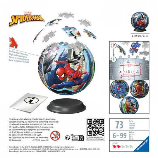 Puzzle 3D Ball Spider-man - 72 pcs - Un jeu Ravensburger - BCD JEUX