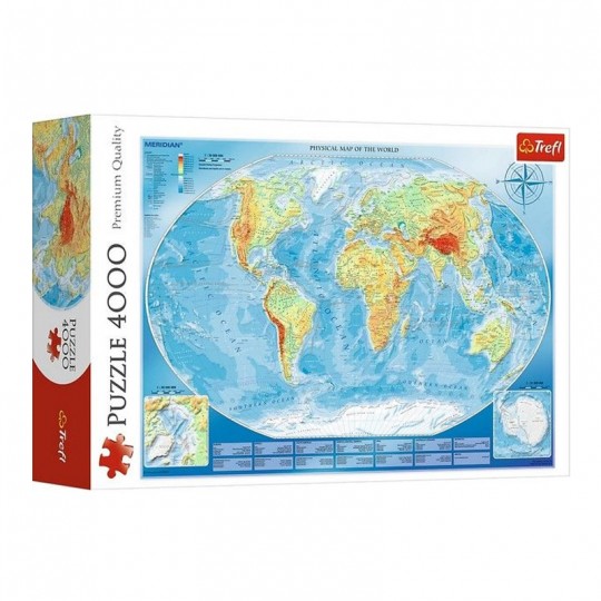 Puzzle 4000 pièces Large physical map of the world / Meridian - Trefl TREFL - 1