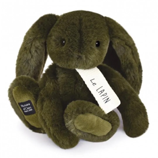 Peluche lapin vert Kaki 50 cm - Doudou et Cie Histoire d'Ours - 1