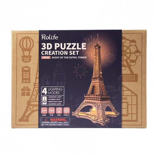 La Tour Eiffel Lumineuse - Puzzle 3D en bois Rolife Rolife - 1