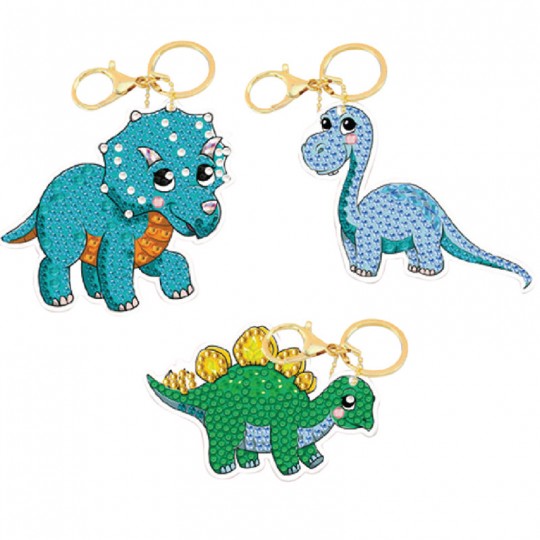 CRYSTAL ART Kit Porte clés x3 Dinosaures Crystal Art - 1