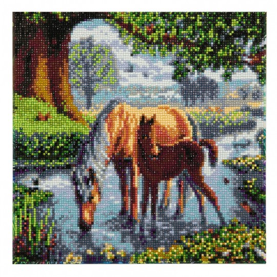 CRYSTAL ART Kit tableau broderie diamant 30 x 30 cm chevaux Crystal Art - 1