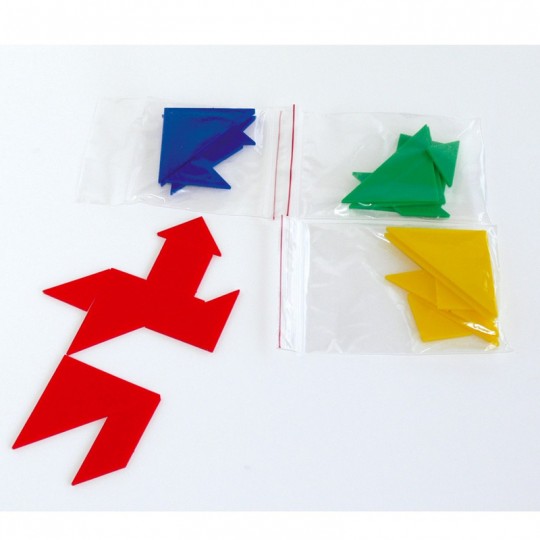 4 TANGRAM en plastique de couleur- 1 sachet 28 pcs - Oz international Kiddicraft - 1