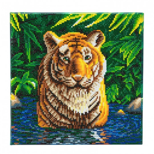 CRYSTAL ART Kit tableau broderie diamant 30x30cm-Tigre Crystal Art - 1