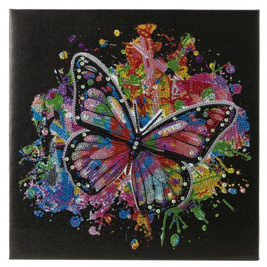 CRYSTAL ART Kit tableau broderie diamant 30x30cm-Papillon multicolore Crystal Art - 1