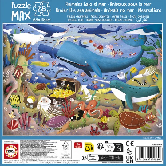 Puzzle Max 28 pcs Sous les animaux marins Educa - 3