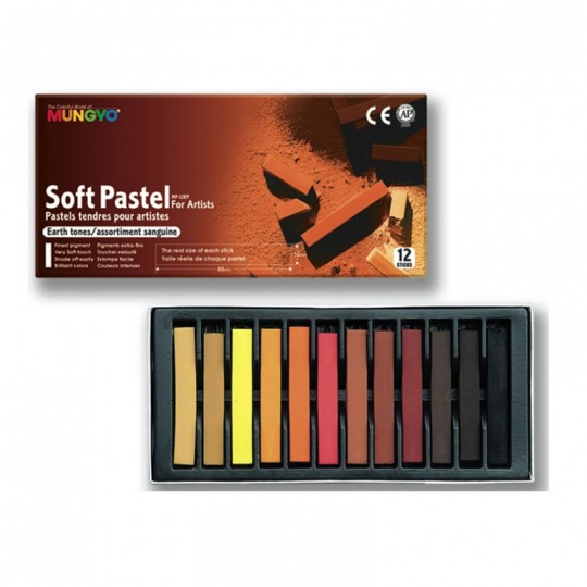 Bte de 12 pastels tendres MUNGYO, Camaieu sanguine Mungyo - 1