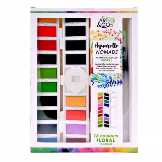 ART & GO Palette Aquarelle nomade Accordéon - 18 couleurs FLORAL Art&Go - 1