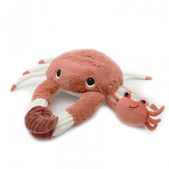 Peluche Les Ptipotos : Crabe Cassecou maman et son bébé terracotta Les Déglingos - 1