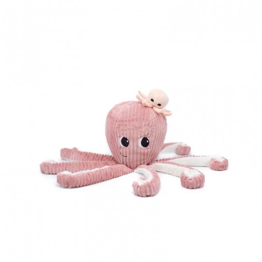 Peluche Les Ptipotos : Pieuvre Filou maman et son bébé rose Les Déglingos - 1