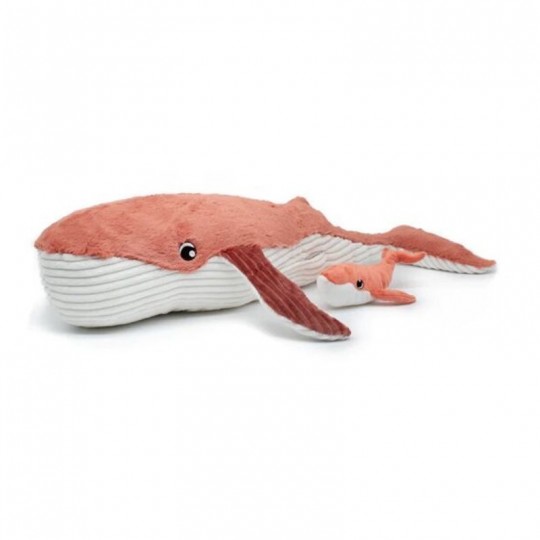 Peluche Les Ptipotos : Baleine Gravillou maman et son bébé terracotta Les Déglingos - 1