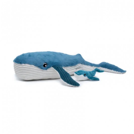 Peluche Les Ptipotos : Baleine Gravillou maman et son bébé bleu Les Déglingos - 1