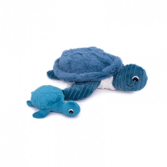 Peluche Les Ptipotos : Tortue Sauvenou maman et son bébé bleu Les Déglingos - 1