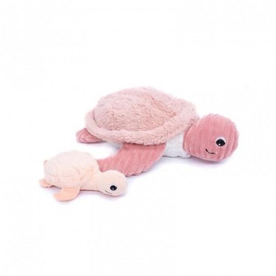 Peluche Les Ptipotos : Tortue Sauvenou maman et son bébé rose Les Déglingos - 1