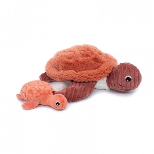 Peluche Les Ptipotos : Tortue Sauvenou maman et son bébé terracotta Les Déglingos - 1