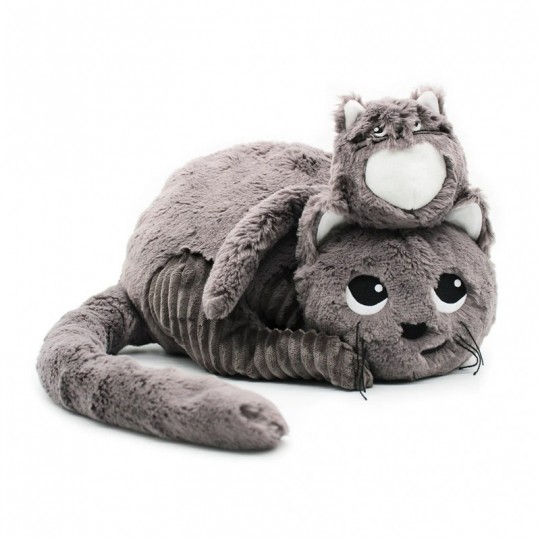 Peluche Les Ptipotos : chat Miaou maman et son bébé gris Les Déglingos - 2