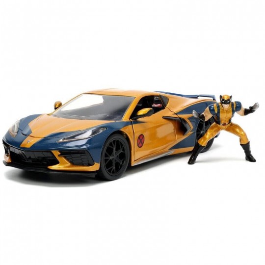 Miniature 1:24 Marvel Chevrolet Corvette Wolverine figure bi-color 2020 - Solido Jada Toys - 2