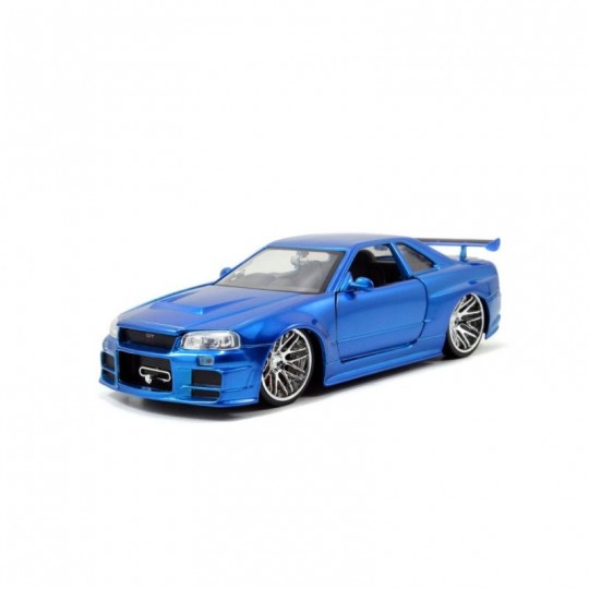 Miniature 1:24 Fast & Furious Nissan Skyline GT-R R34 bleu 2002 Solido - 2