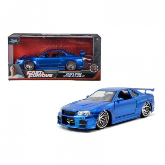 Miniature 1:24 Fast & Furious Nissan Skyline GT-R R34 bleu 2002 Solido - 1