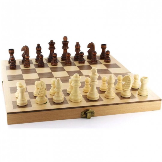 Coffret Échecs hêtre naturel marqueterie 30 x 15 cm - SMIR SMIR - 3