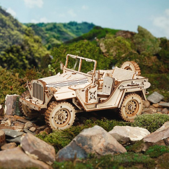 Jeep de l'Armée - Puzzle 3D Mécanique en bois Rokr Rokr - 2