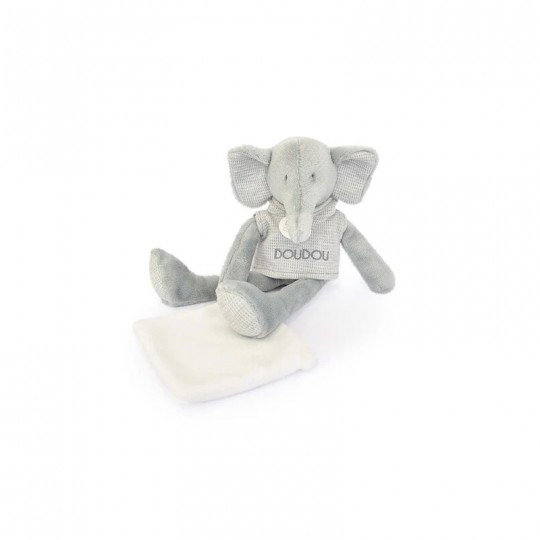 Les Sweety : Doudou Elephant gris avec mouchoir 25 cm - Doudou et Compagnie Doudou et compagnie - 2